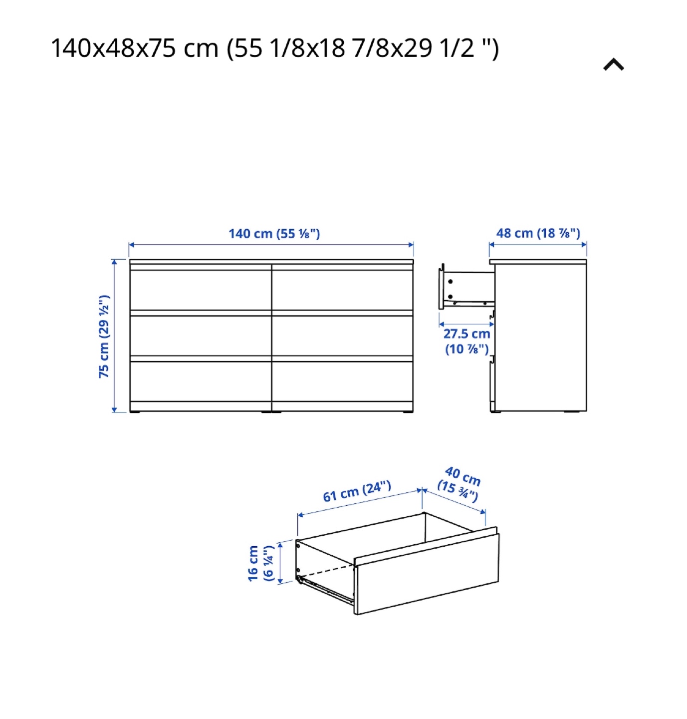 Pickup by Nov 14! IKEA MALM 6-Drawer Chest Black - photo 2