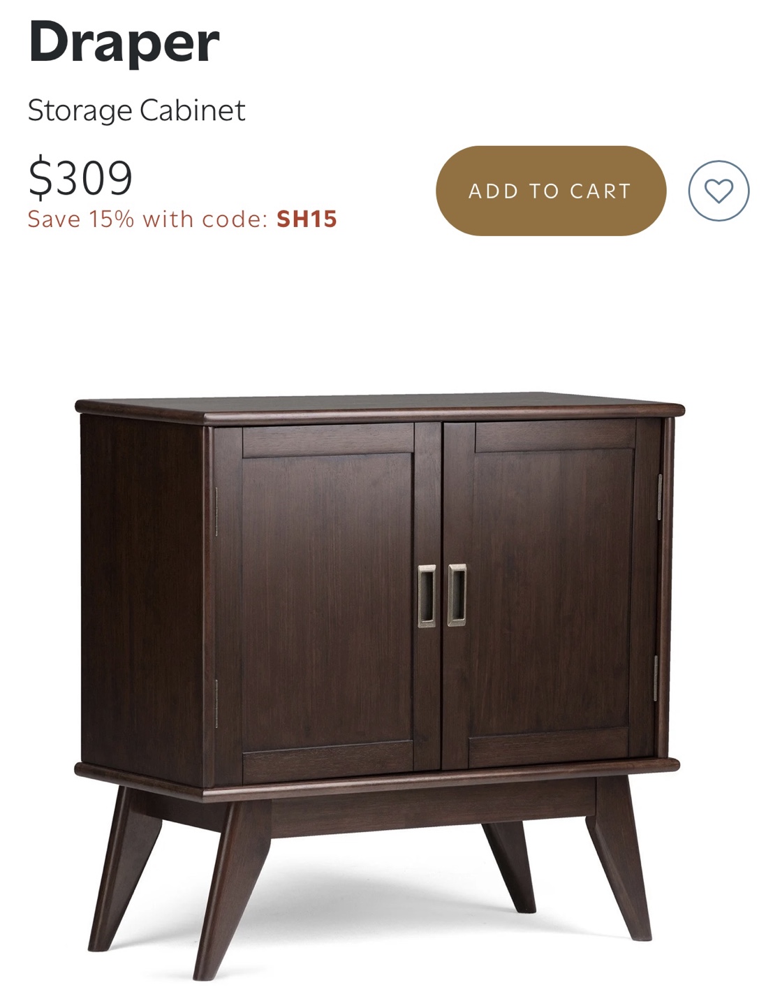 Draper Mid Century Low Storage Cabinet - photo 2