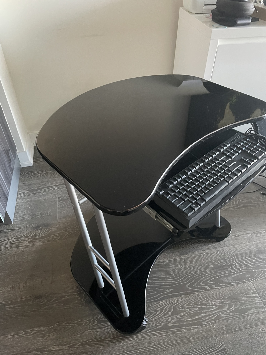 Black Computer Desk with Keyboard Tray - photo 2
