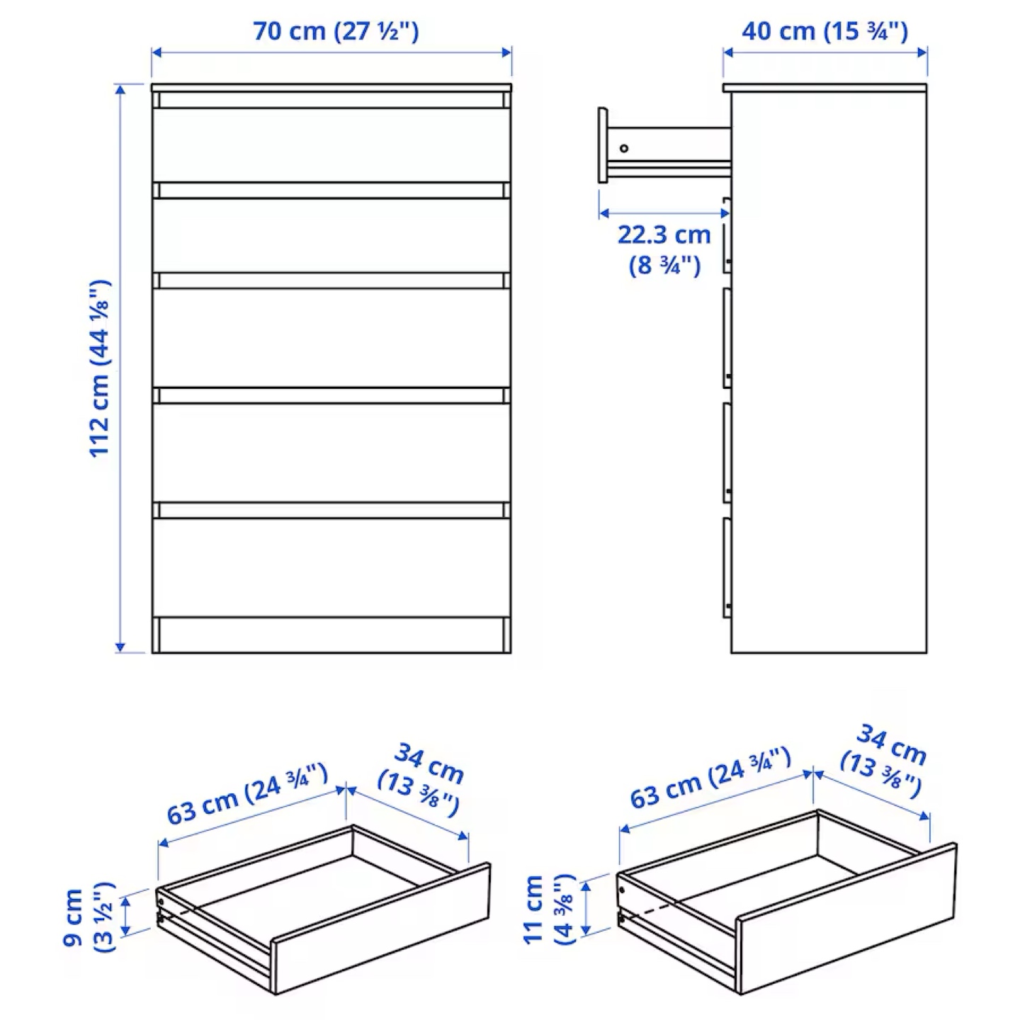 IKEA KULLEN 5 Drawer Chest White - photo 5