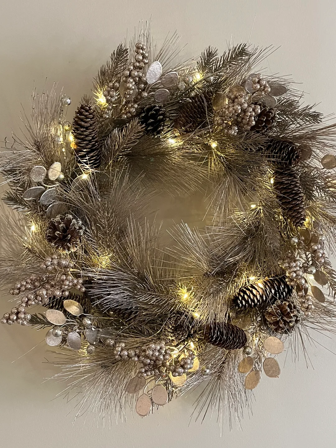 Brand new gorgeous lighted wreath. 26” in box thumbnail