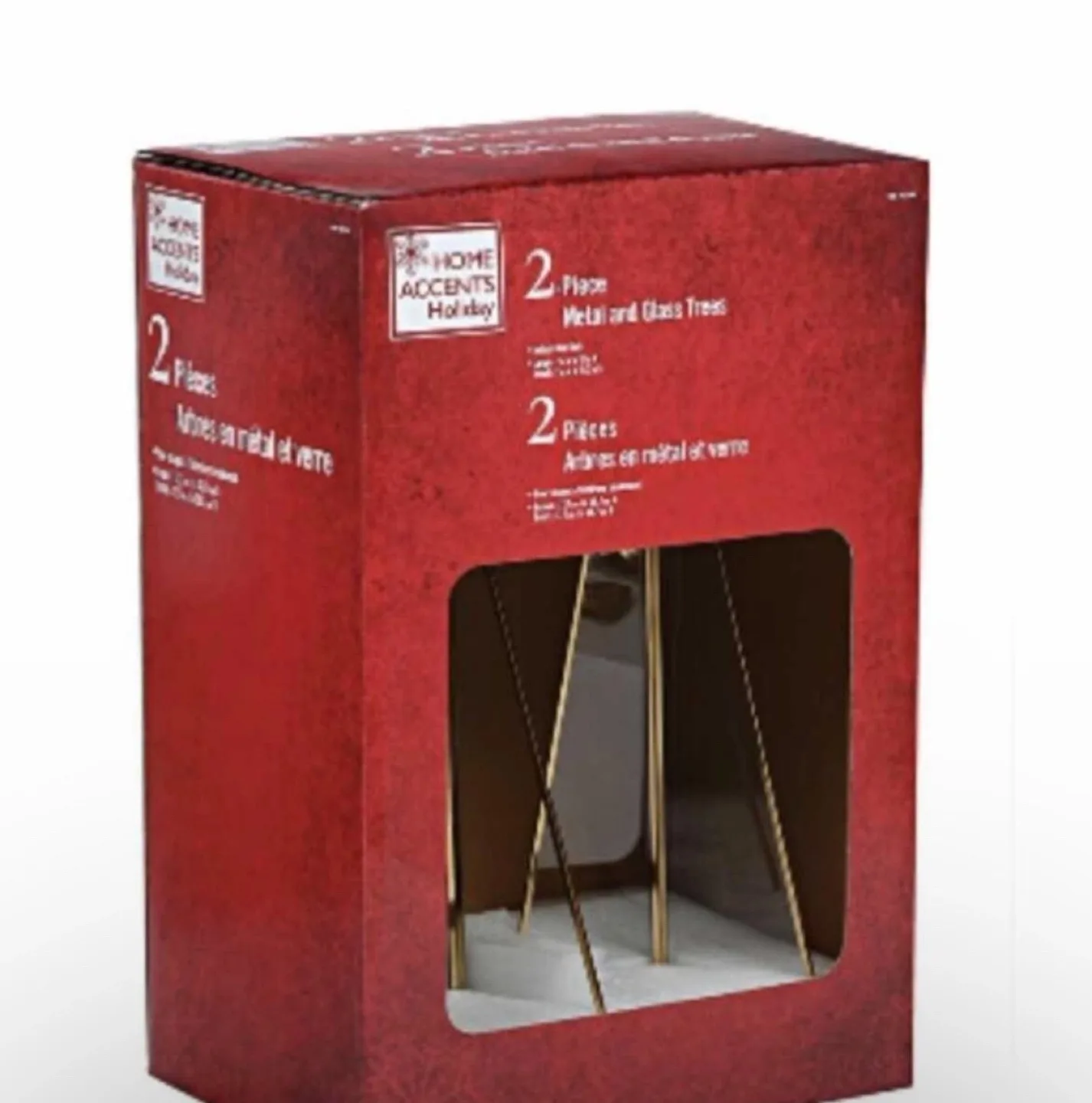 Brand new in box. Set of 2 minimalist gold faceted glass trees image indicator(3)