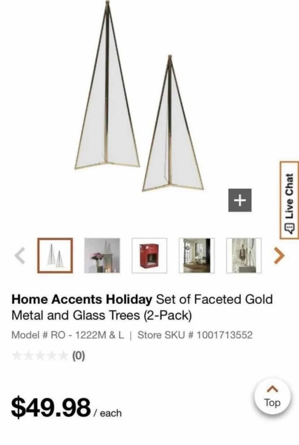 Brand new in box. Set of 2 minimalist gold faceted glass trees image indicator(2)