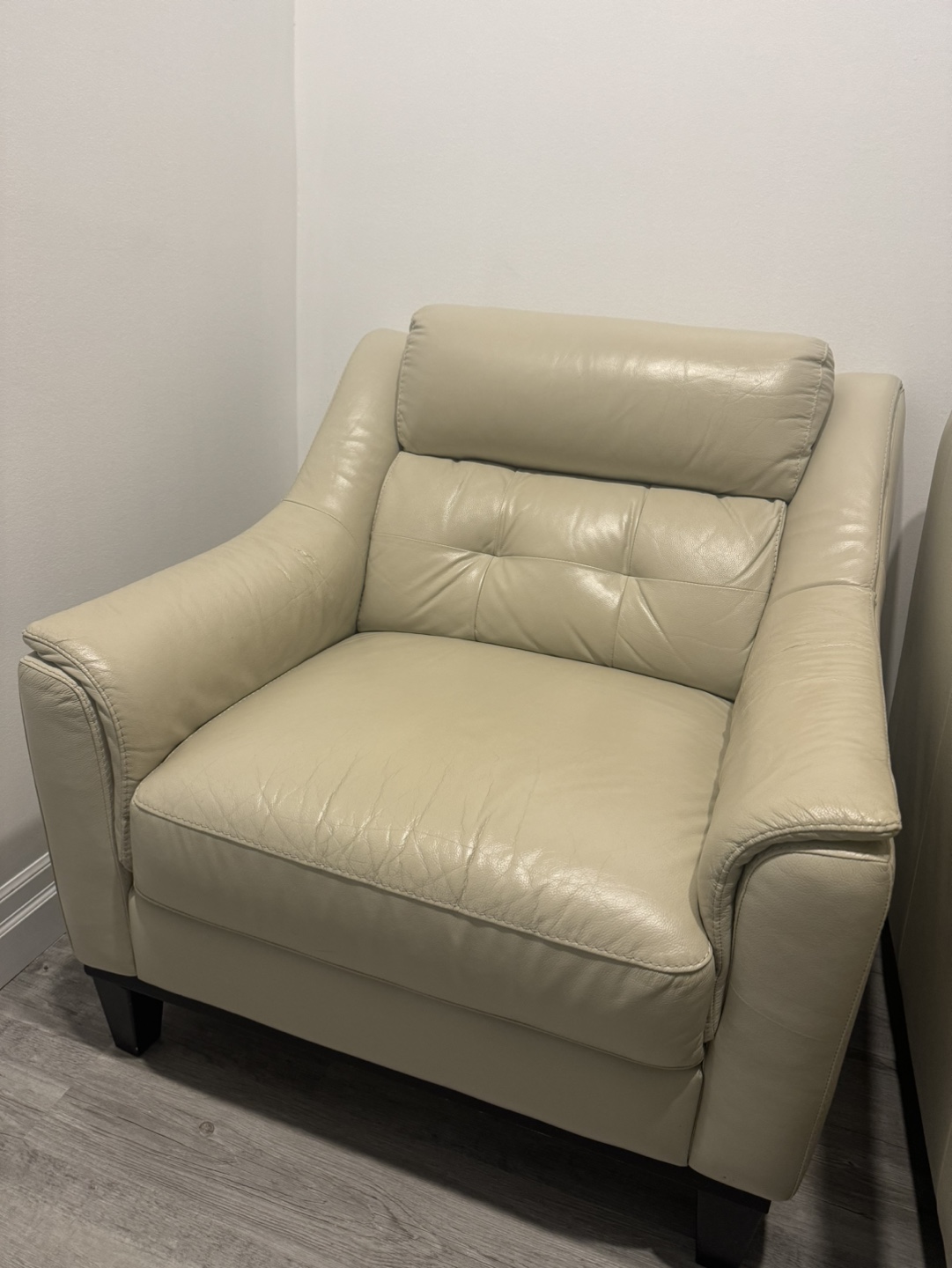 Beige Italian Leather Armchair