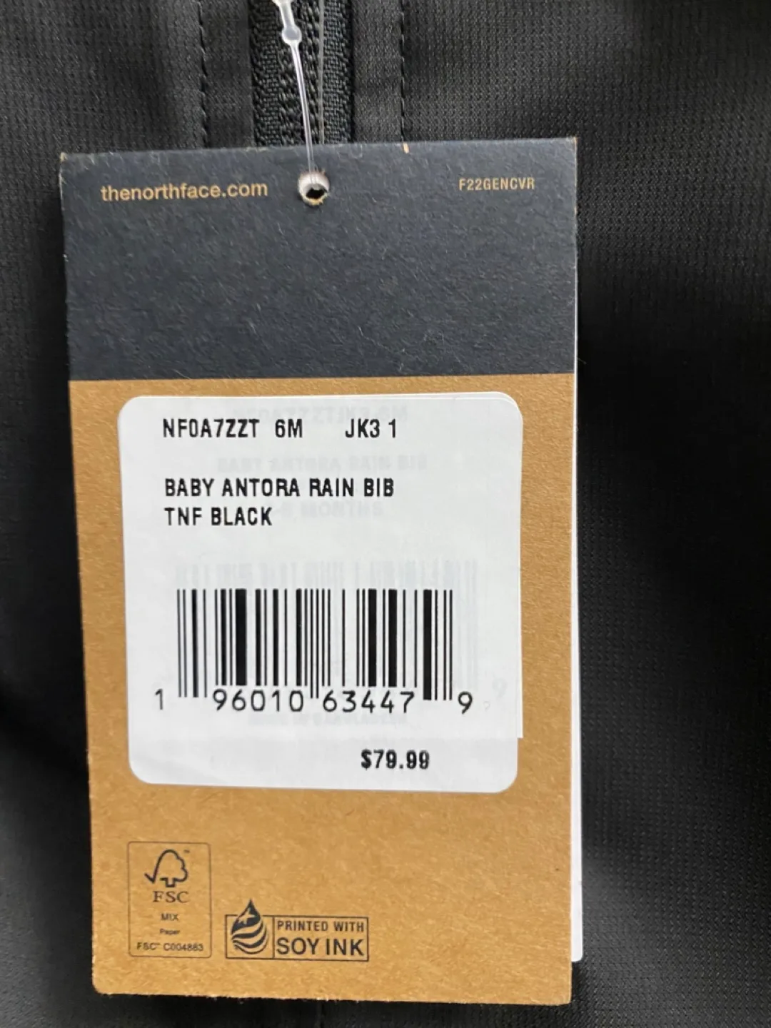 The North Face Baby Antora Rain Bib - Black - Size 6M image indicator(2)