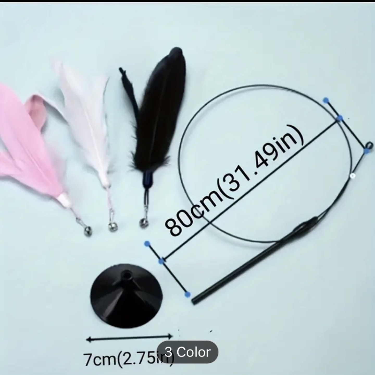 Cat Toy with Three Feathers and Bell - photo 3