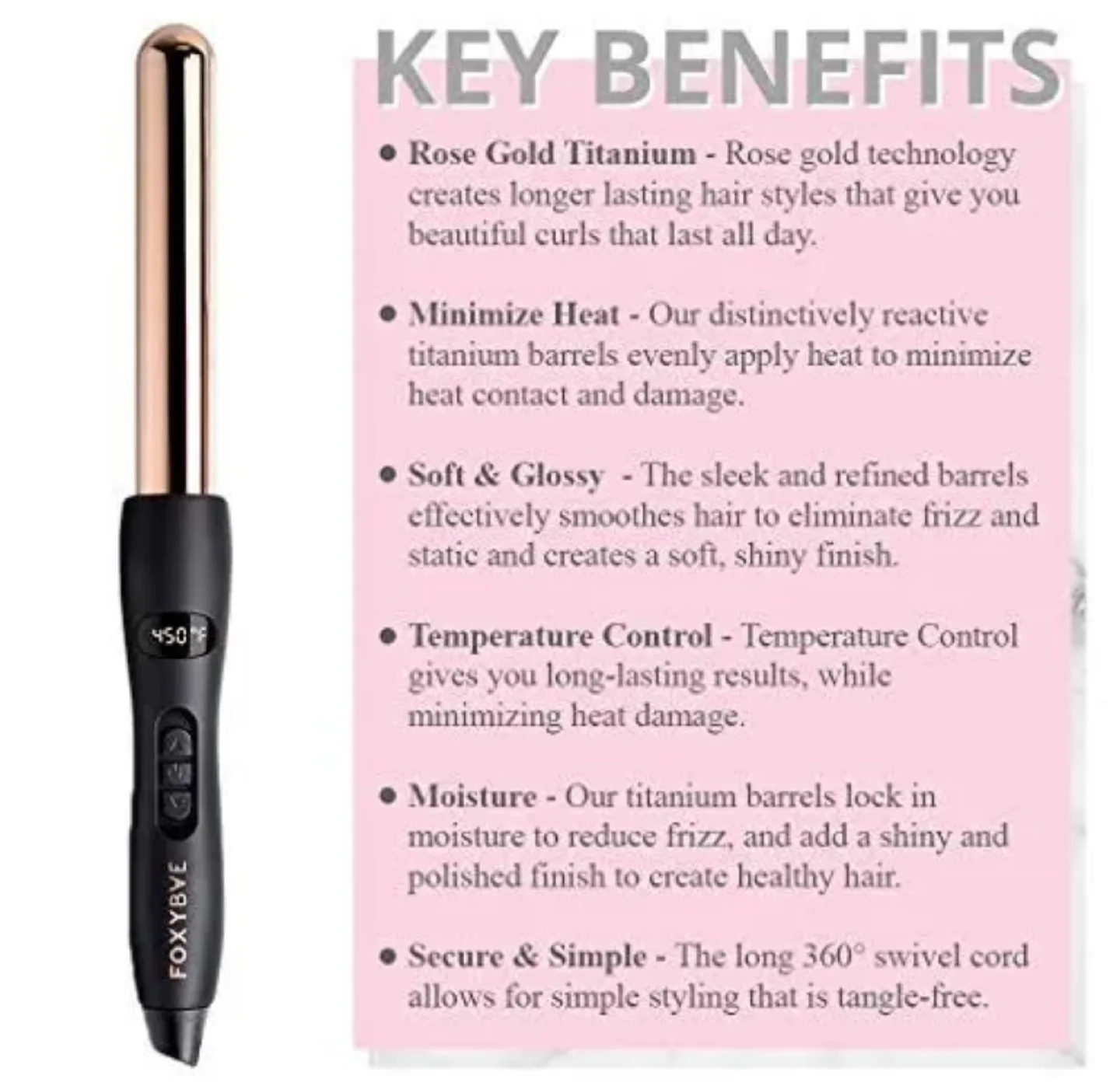 ☃️NEW REG $200 FoxyBae Wanderlux RoseGold Curling Wand REG $200+ image indicator(3)