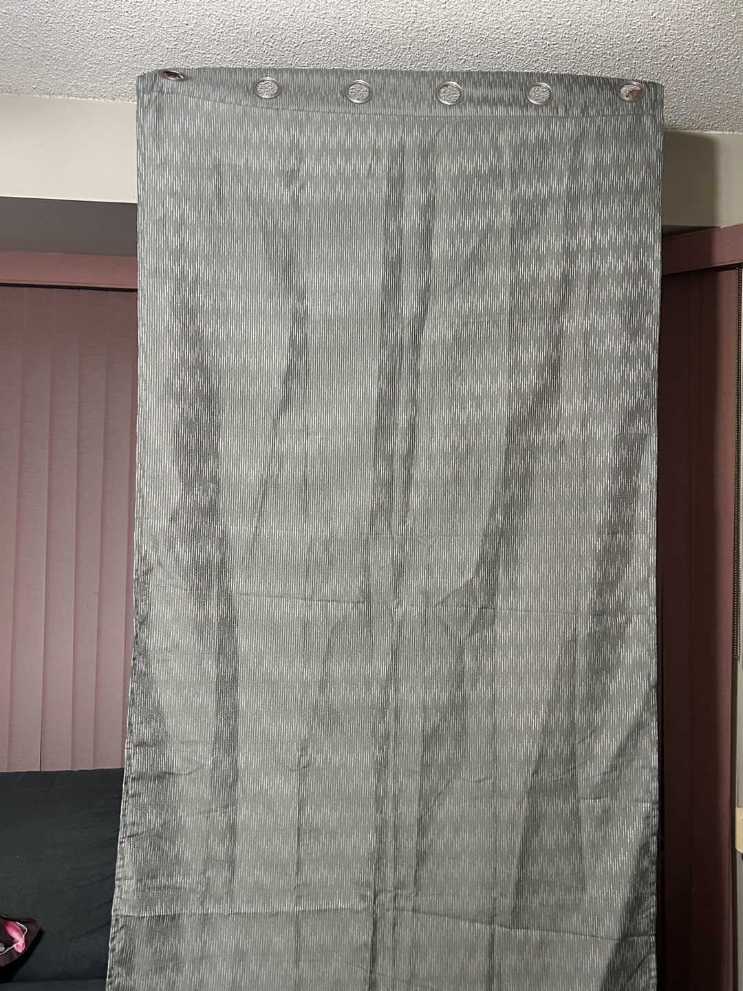 Grey and White Curtain Panel with Grommets - photo 2