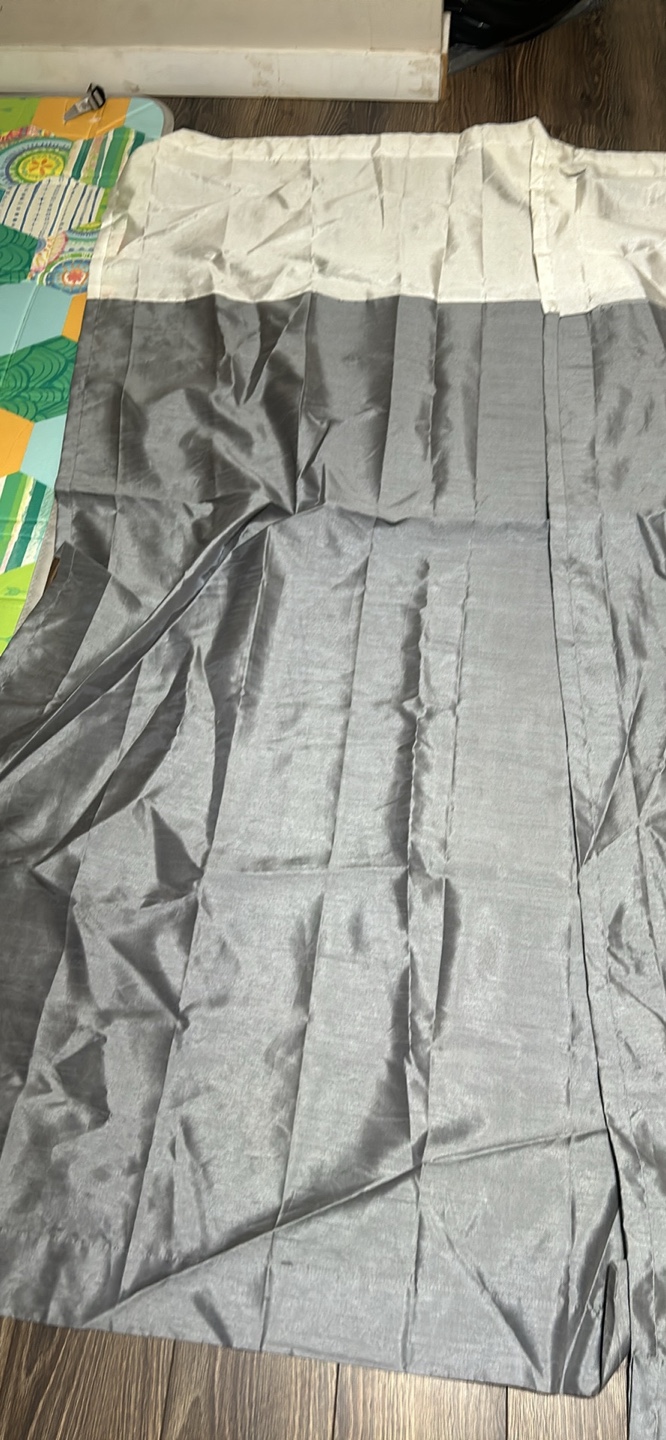 Grey and White Curtain Panel with Grommets - photo 3