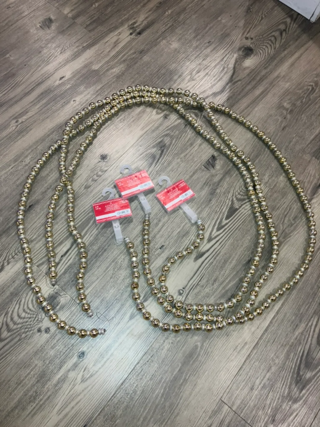 3 Ashland 6ft Gold Bead Garlands Christmas/Holiday image indicator(3)