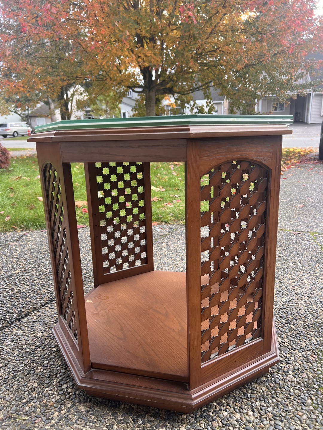 2 Octagonal End Table with Glass Top