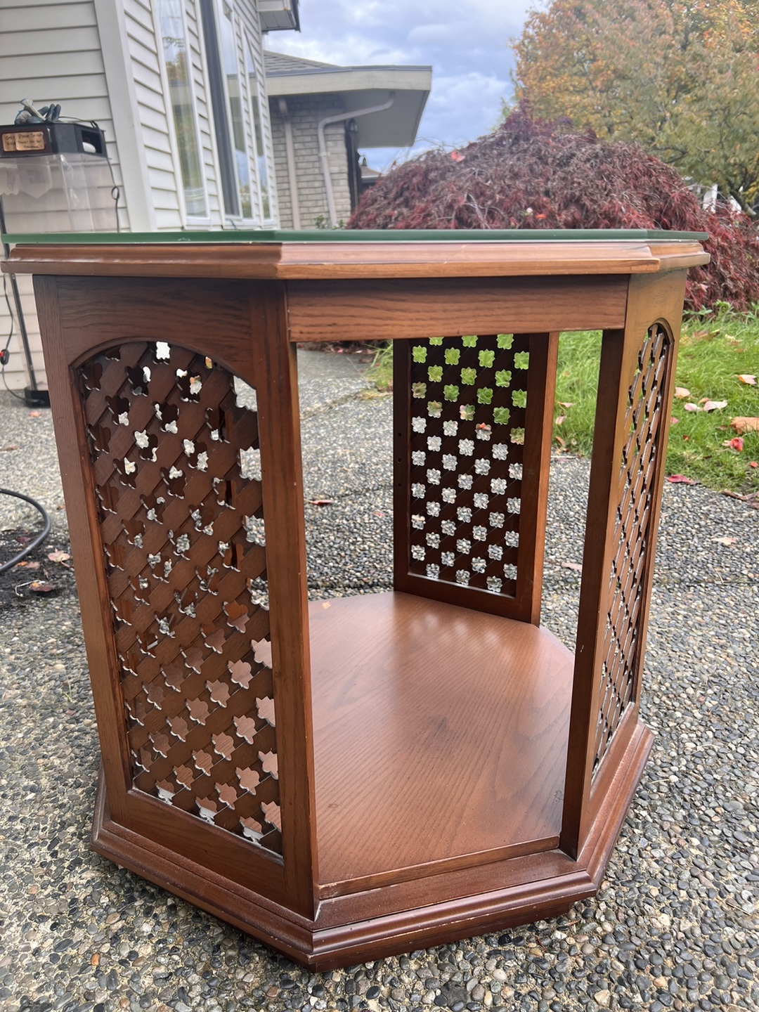 2 Octagonal End Table with Glass Top - photo 5