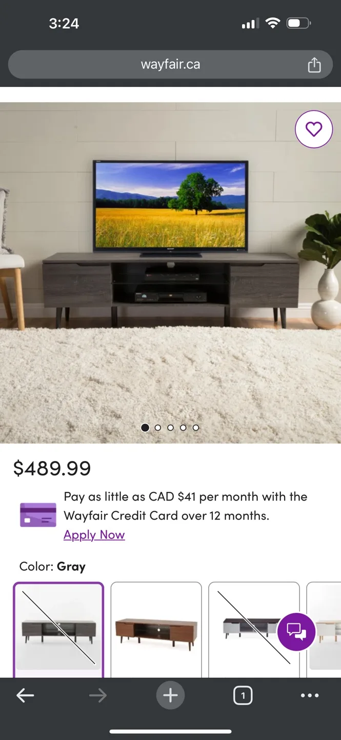 TV Stand - 5 months old. Dimensions in the image thumbnail