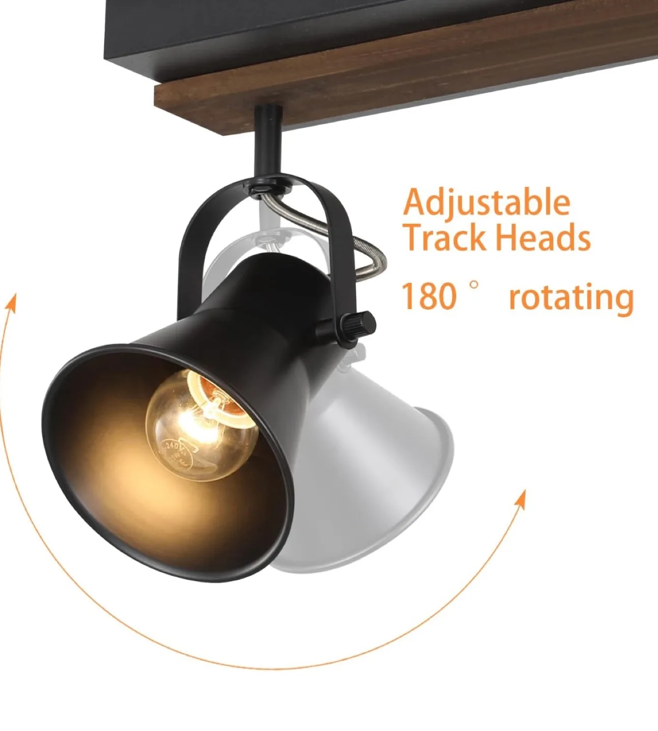 NEW! Black and Wood 2 Light Track Lighting Fixture image indicator(2)