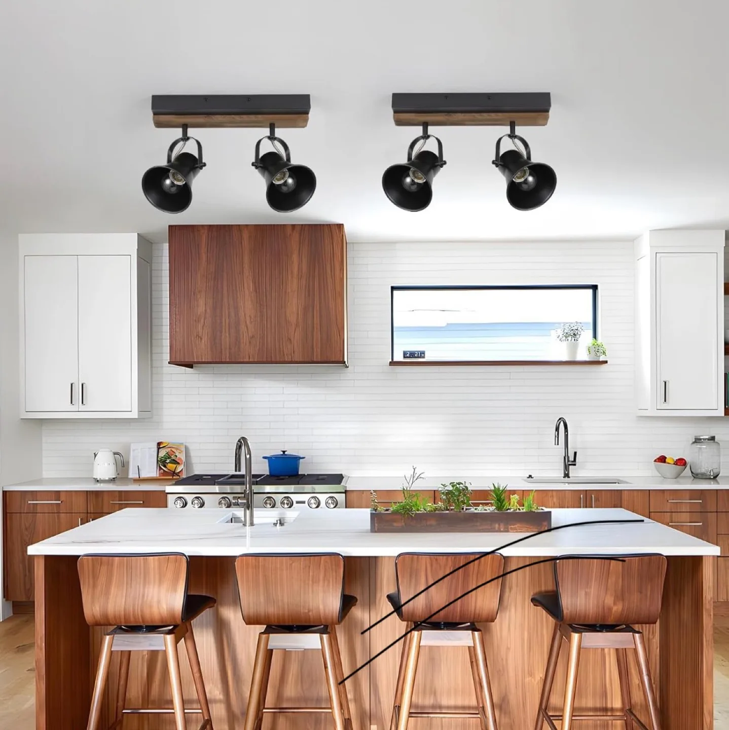 NEW! Black and Wood 2 Light Track Lighting Fixture image indicator(5)