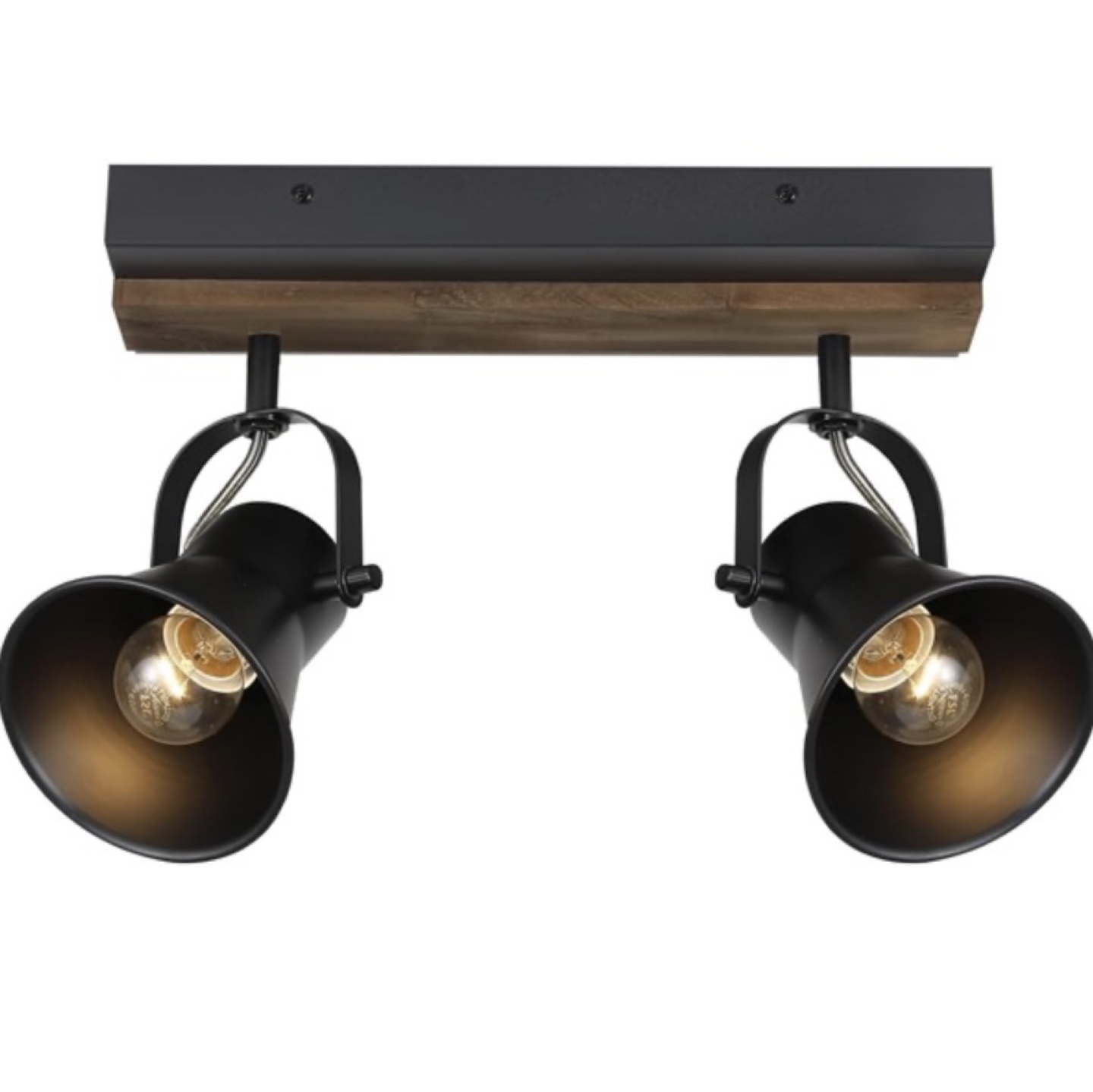 NEW! Black and Wood 2 Light Track Lighting Fixture