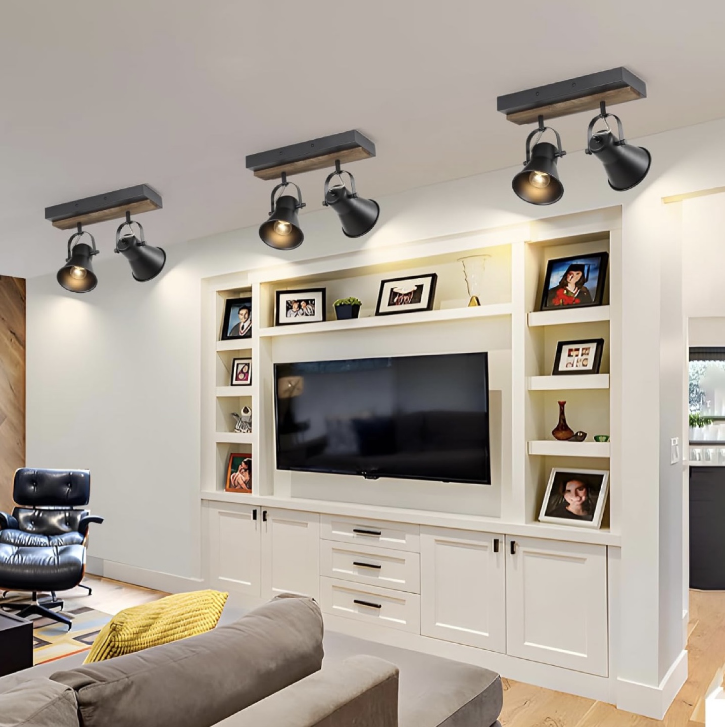 NEW! Black and Wood 2 Light Track Lighting Fixture - photo 4