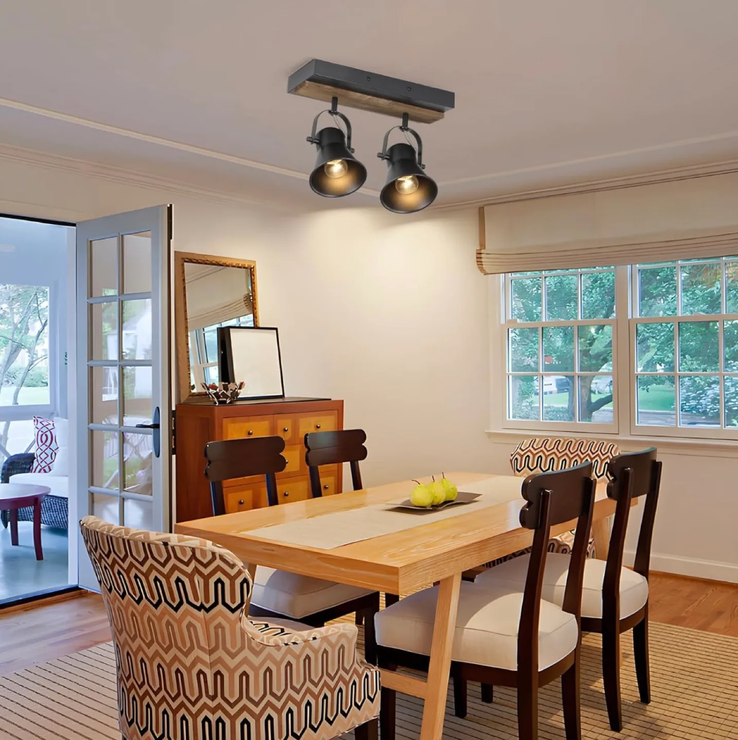 NEW! Black and Wood 2 Light Track Lighting Fixture image indicator(8)