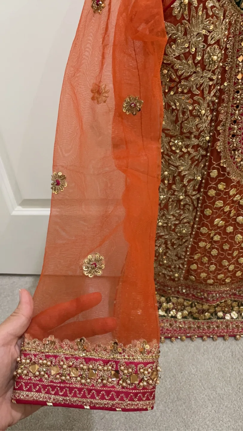 Orange and Pink Pakistani Shalwar Kameez image indicator(6)