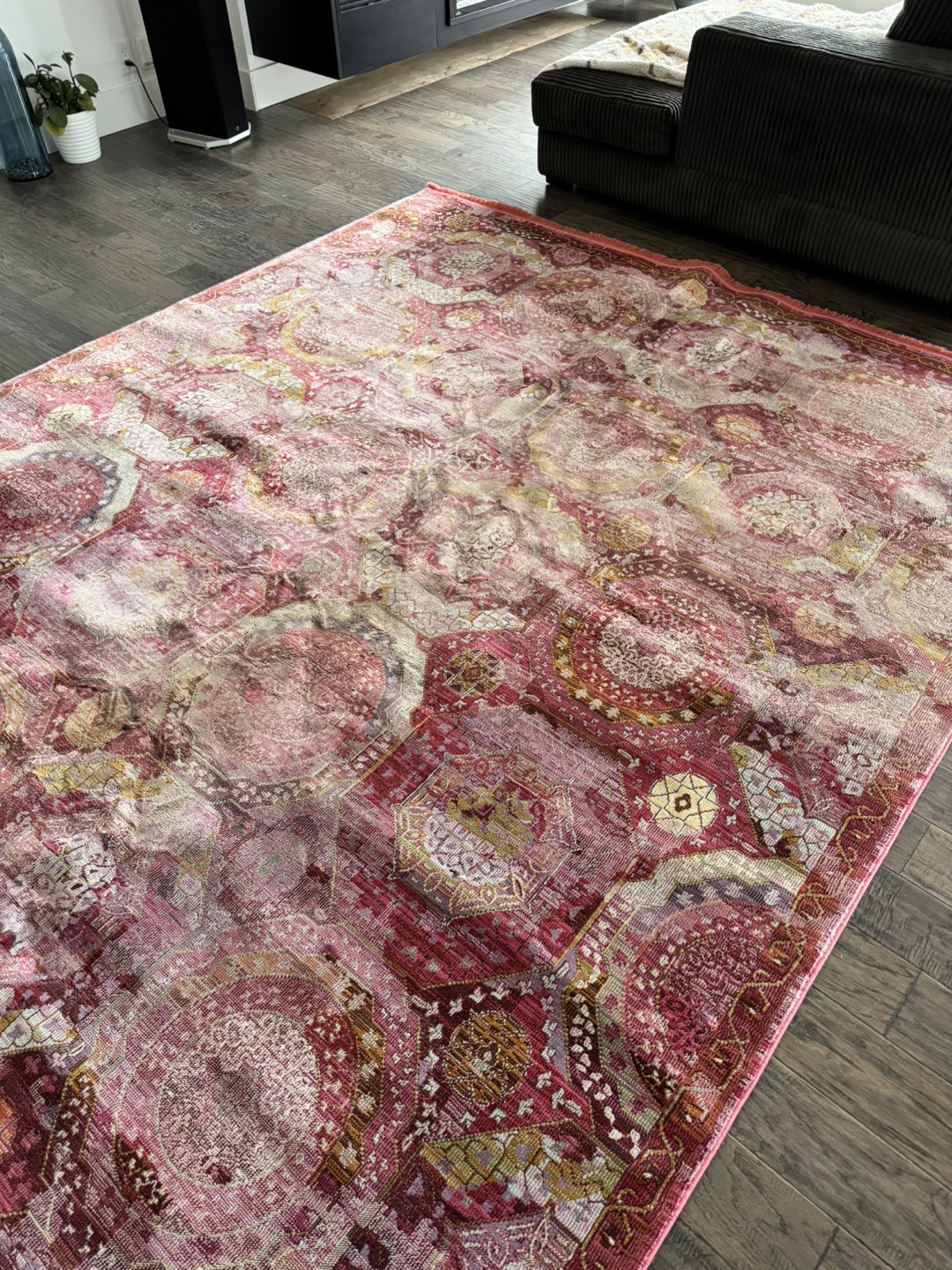 Large Pink and Red Area Rug