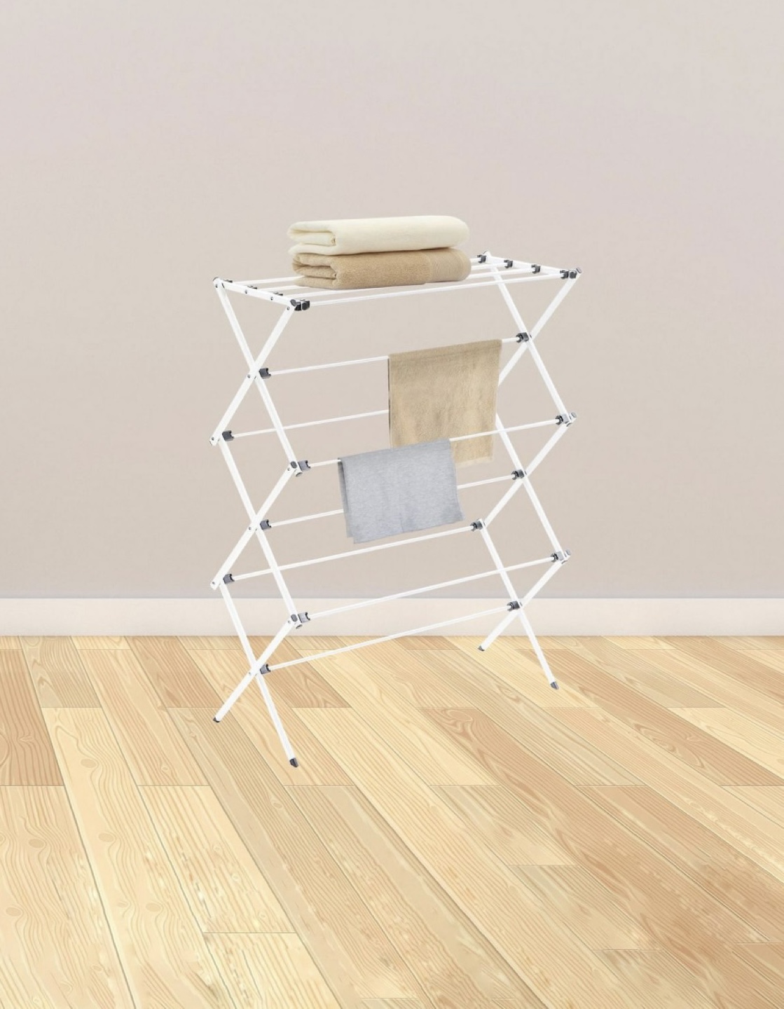 White Foldable Clothes Drying Rack
