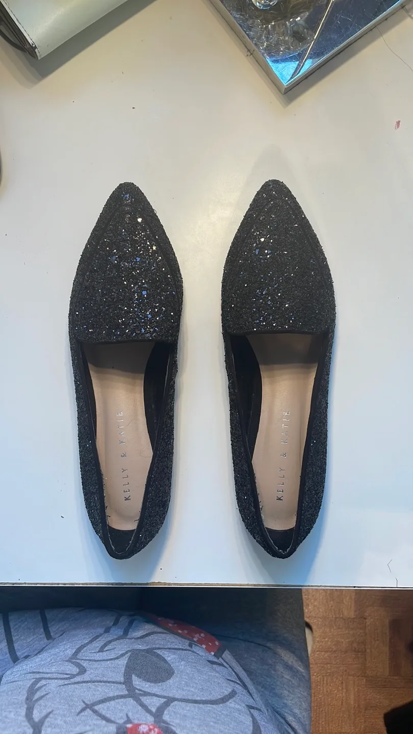 Kelly & Katie Black Glitter Loafers