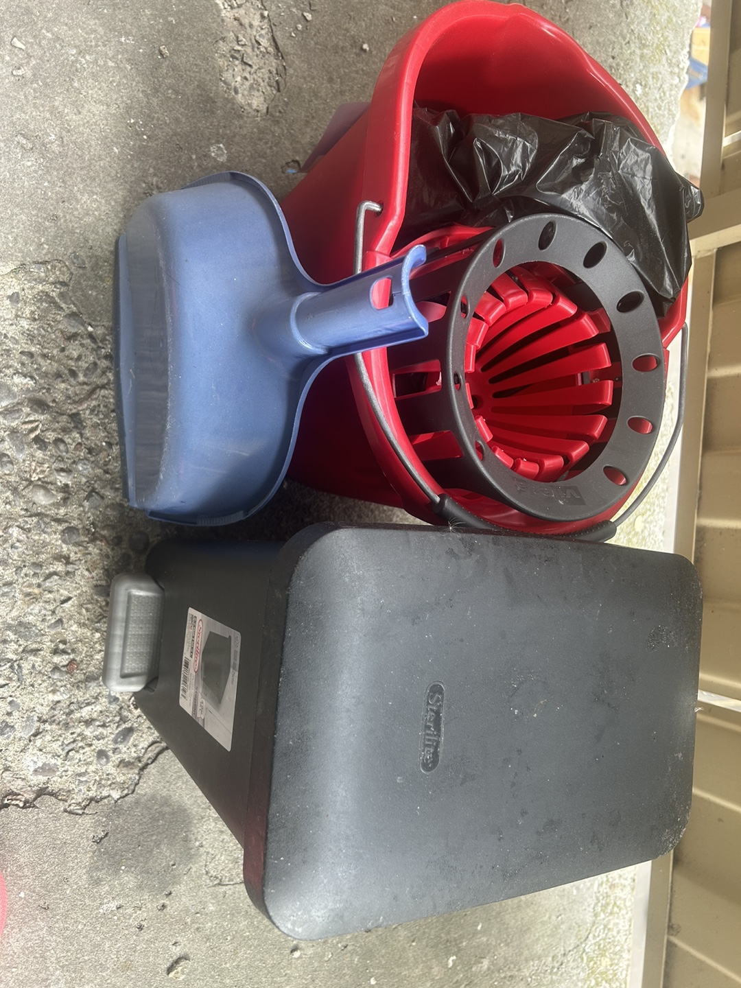 Red Cleaning Bucket and Dust Pan