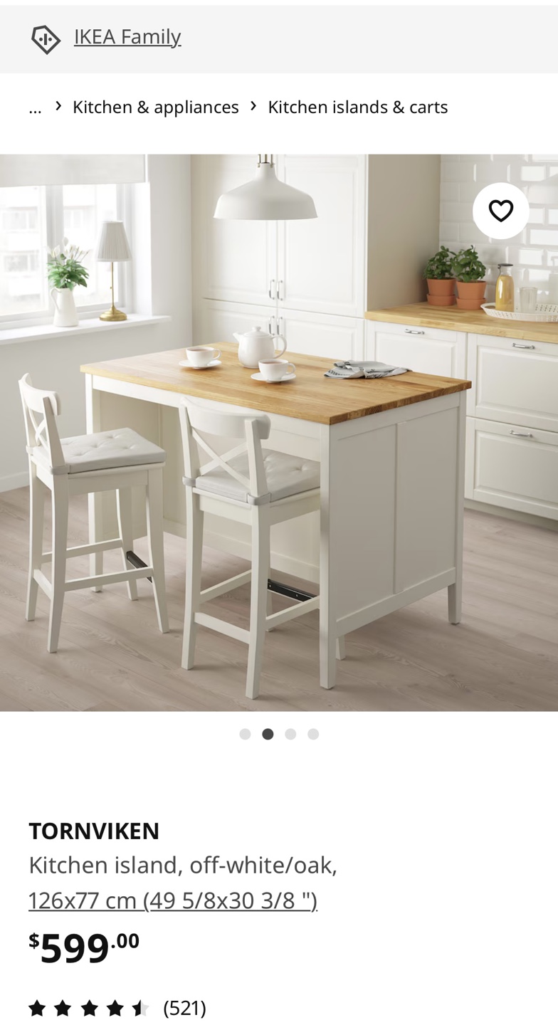 IKEA TORNVIKEN Kitchen Island, Off-White/Oak - photo 5