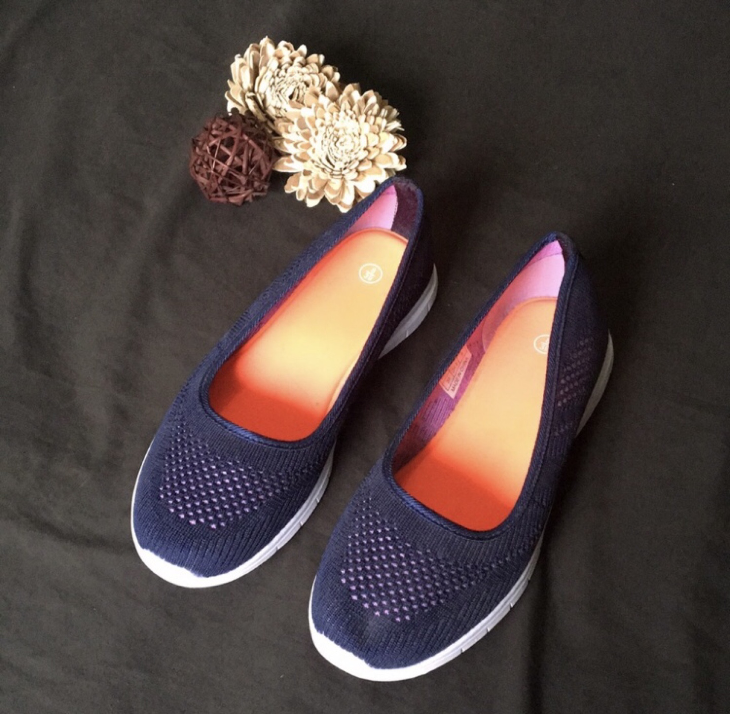 Women's Blue Knit Slip-On Shoes - photo 2