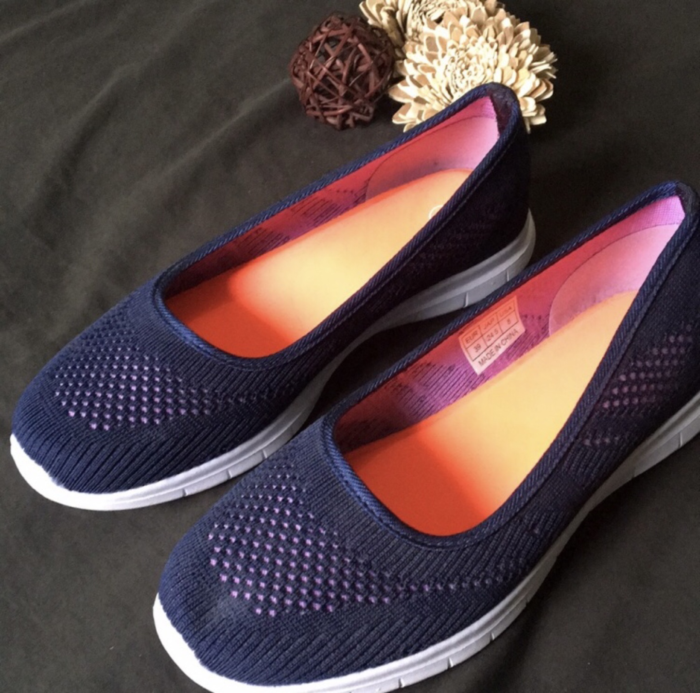 Women's Blue Knit Slip-On Shoes
