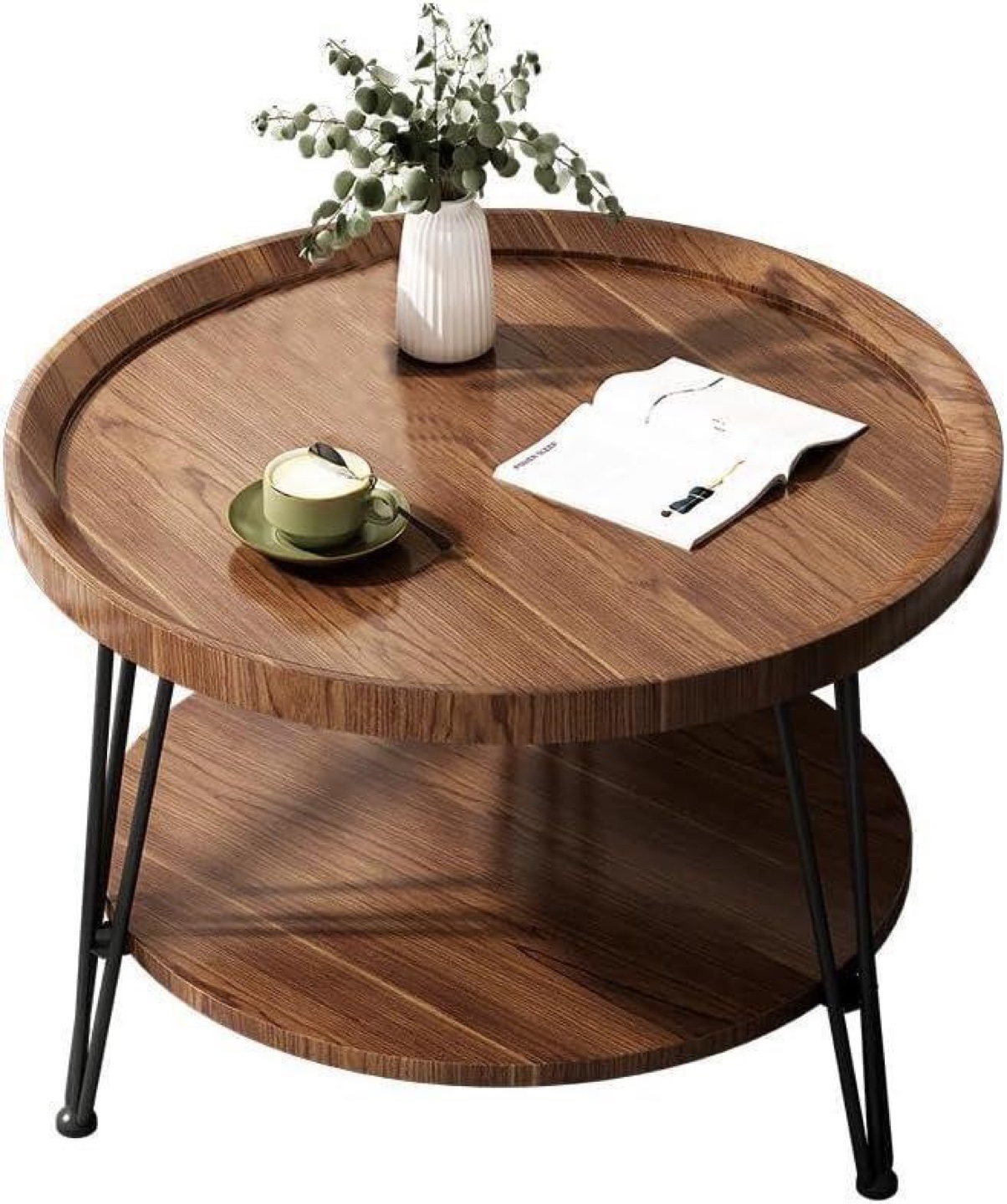 Round Coffee Table with Shelf