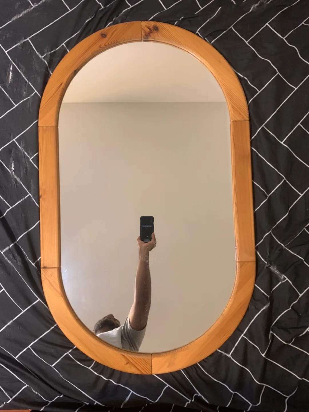 Oval Wooden Framed Mirror thumbnail