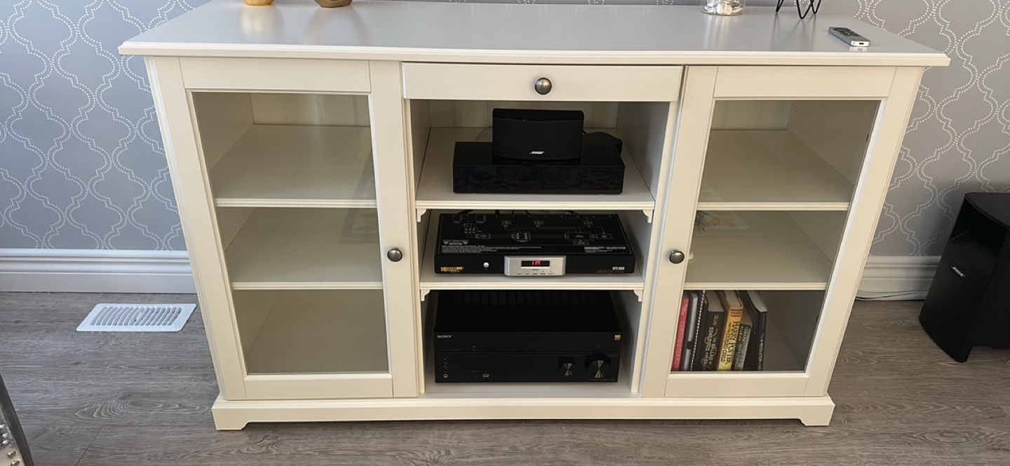 White Entertainment Unit with Glass Doors