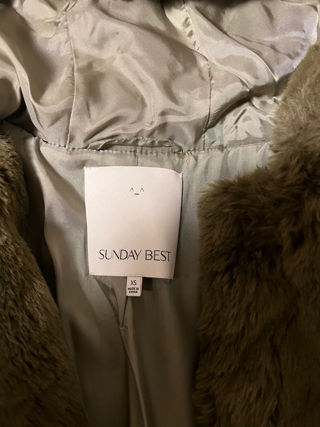 Aritzia Khaki-Brown Faux Fur Coat image indicator(2)