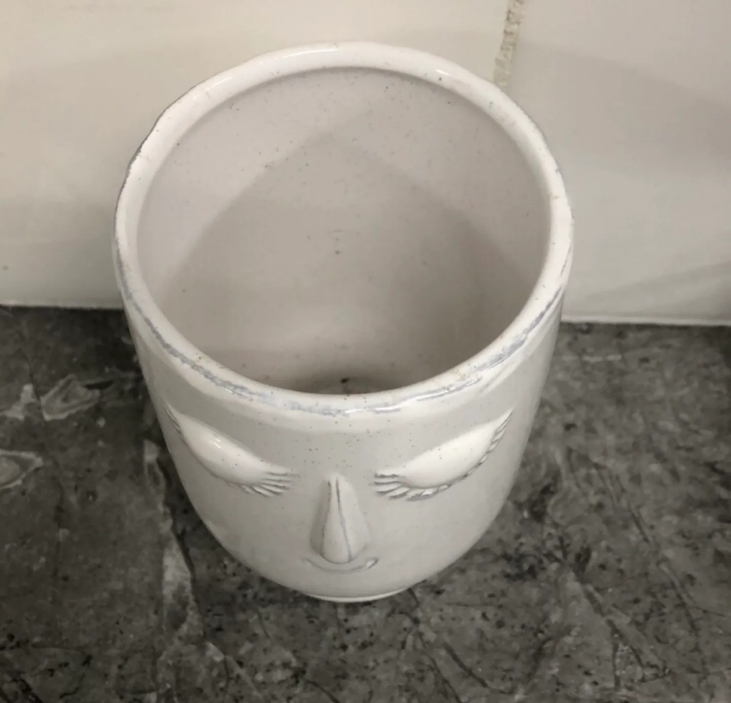 White Ceramic Planter with Face image indicator(2)