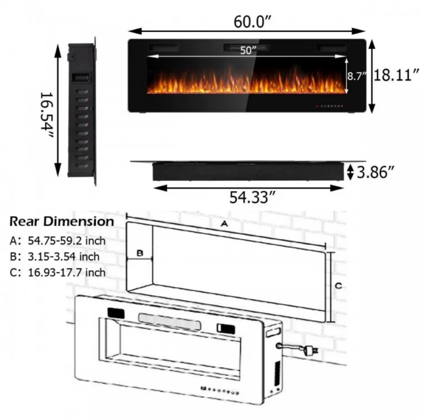 60 Inch Electric Fireplace - photo 3
