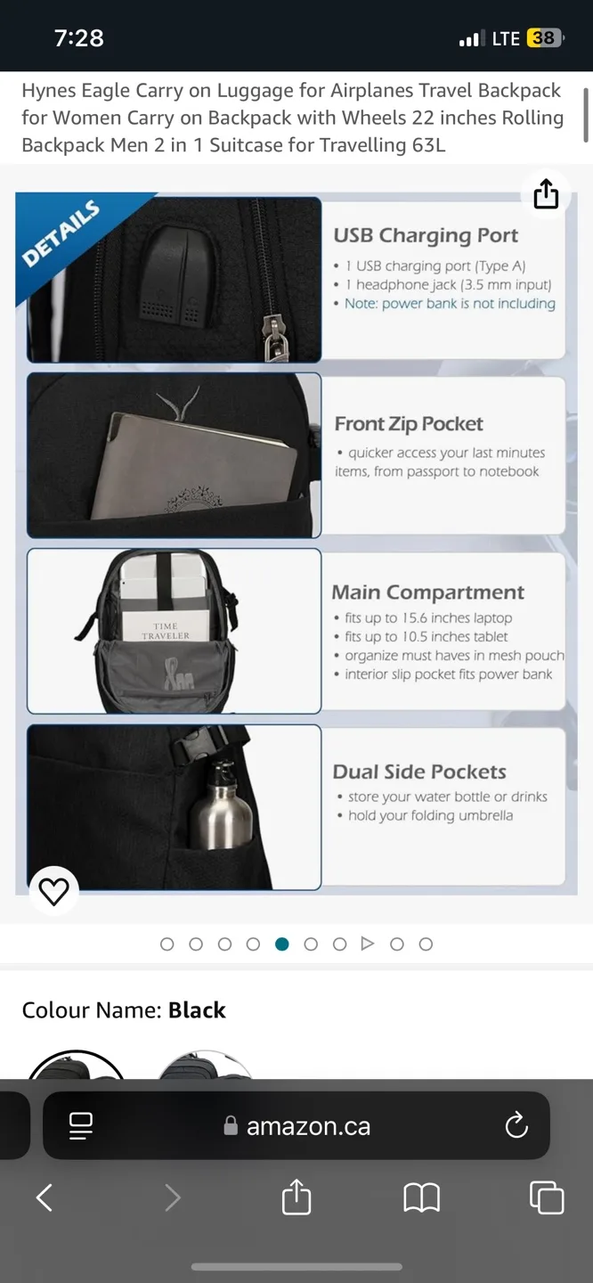 Hynes Eagle Carry On Luggage 2 in 1 Suitcase 63L image indicator(5)