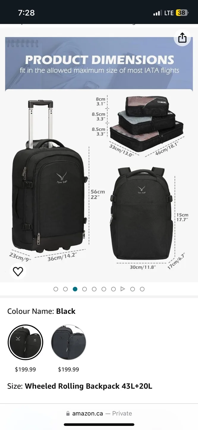 Hynes Eagle Carry On Luggage 2 in 1 Suitcase 63L image indicator(3)