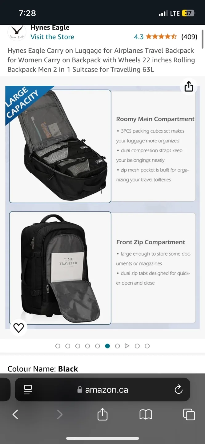 Hynes Eagle Carry On Luggage 2 in 1 Suitcase 63L image indicator(6)