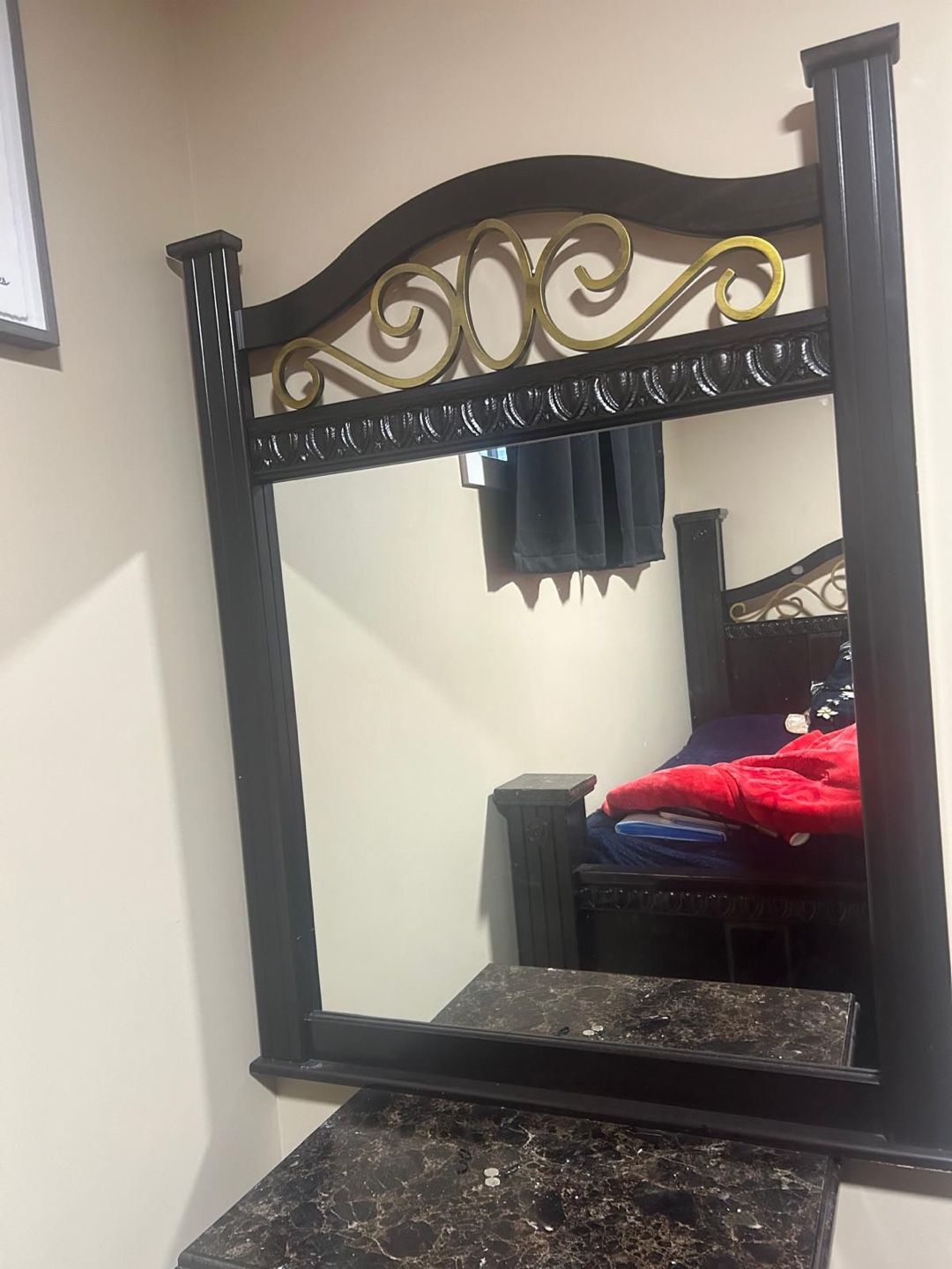 Queen-sized Bed Frame with Matching Nightstand and Mirror - photo 2