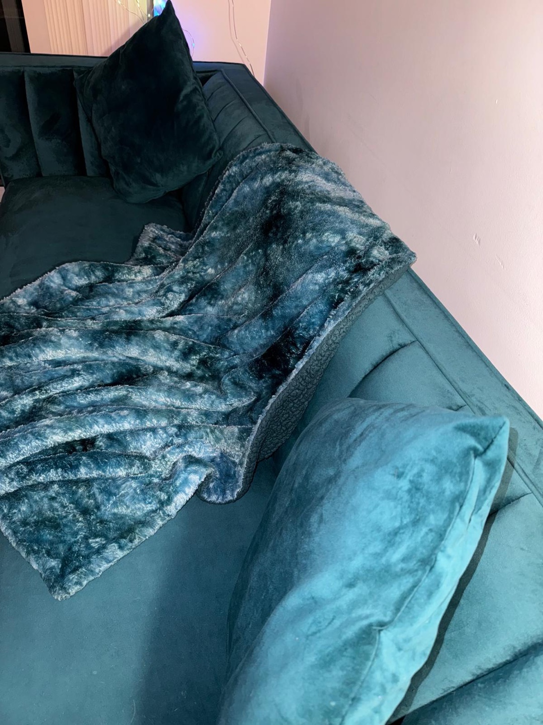 Teal Velvet Sofa - photo 3
