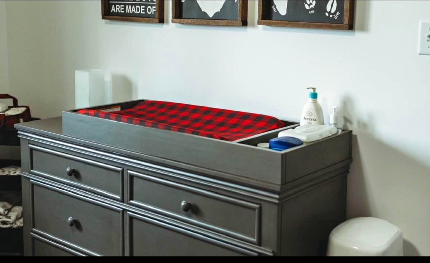 Grey Changing Table Topper Only