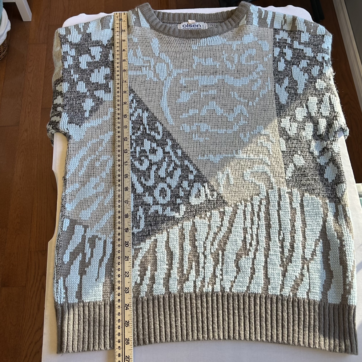 Vintage 80s Olsen Colorblock Animal Print Knit Sweater Sz M - photo 5