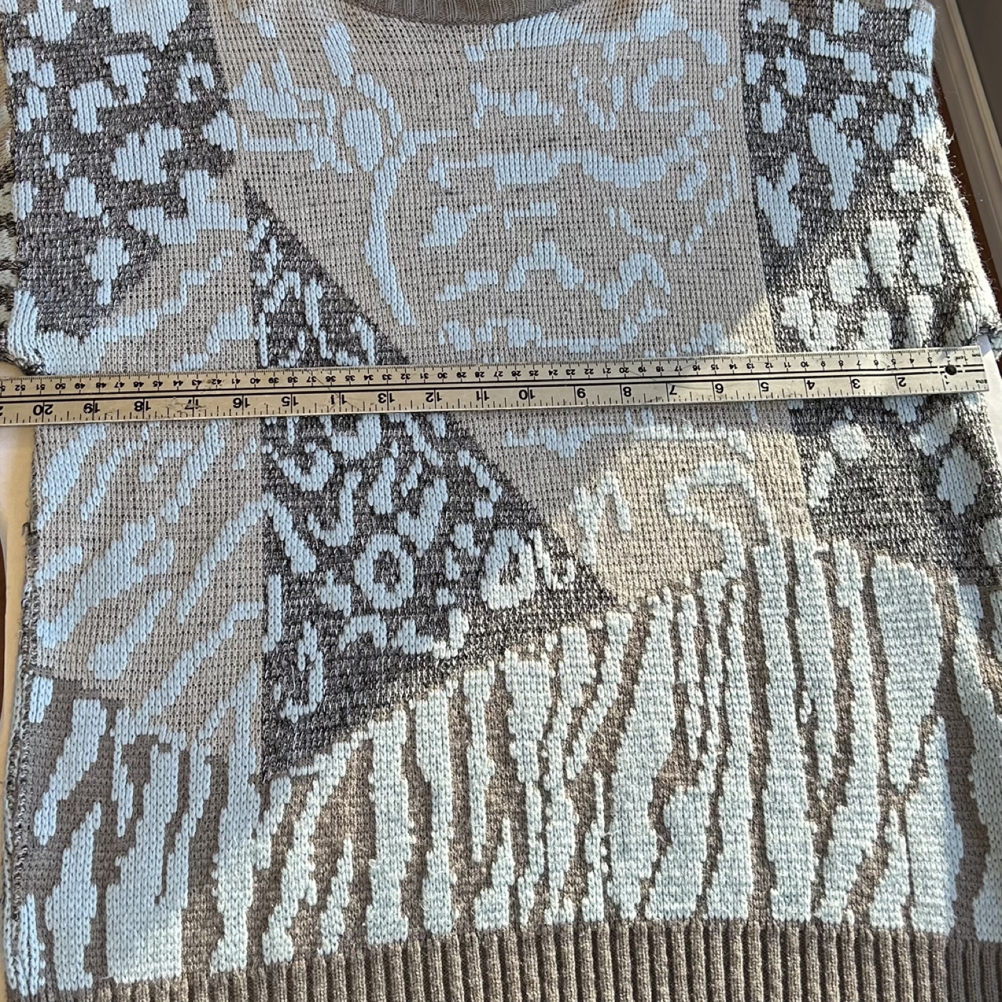 Vintage 80s Olsen Colorblock Animal Print Knit Sweater Sz M - photo 4