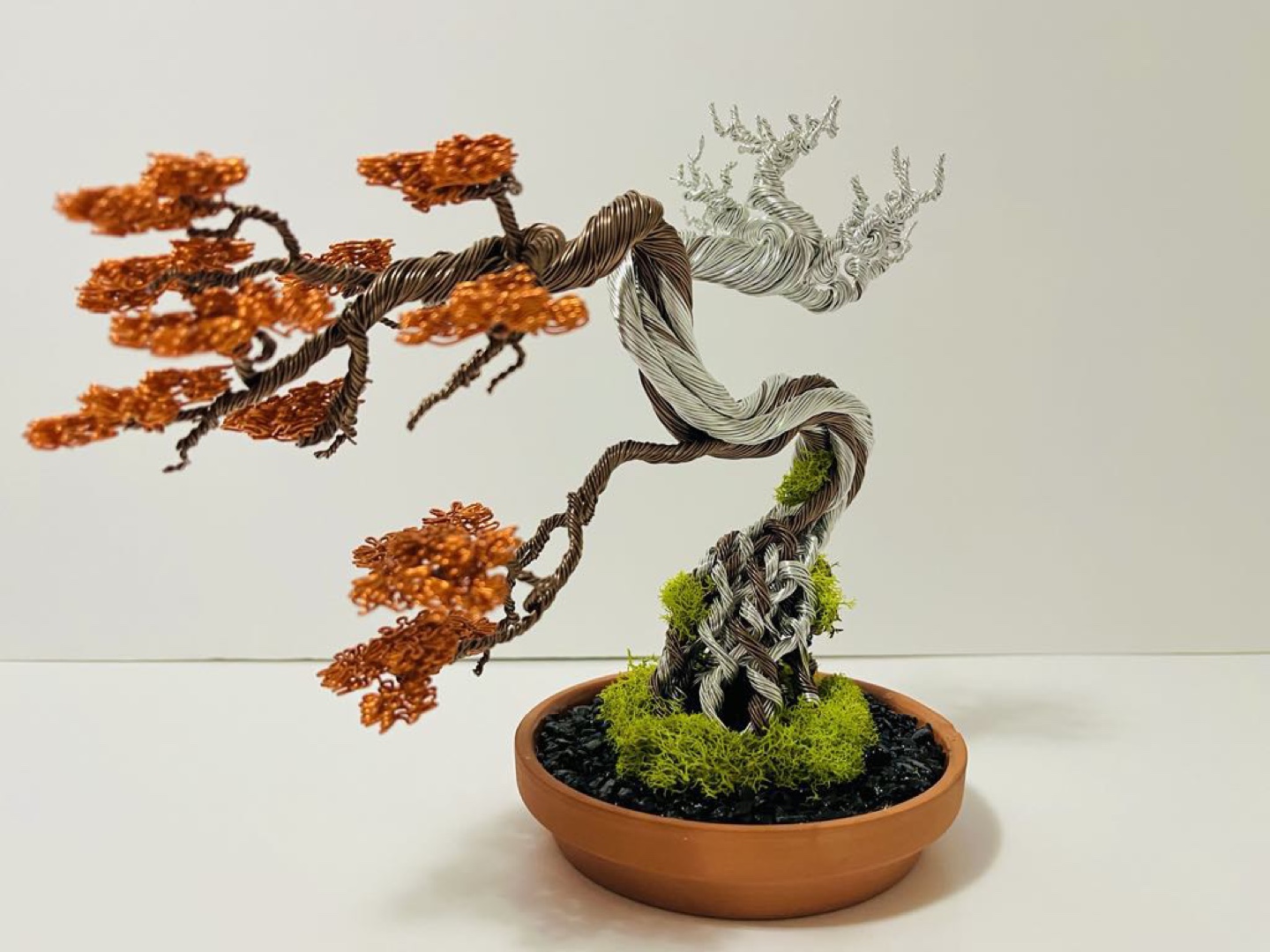 Handcrafted wire bonsai sculpture - photo 3