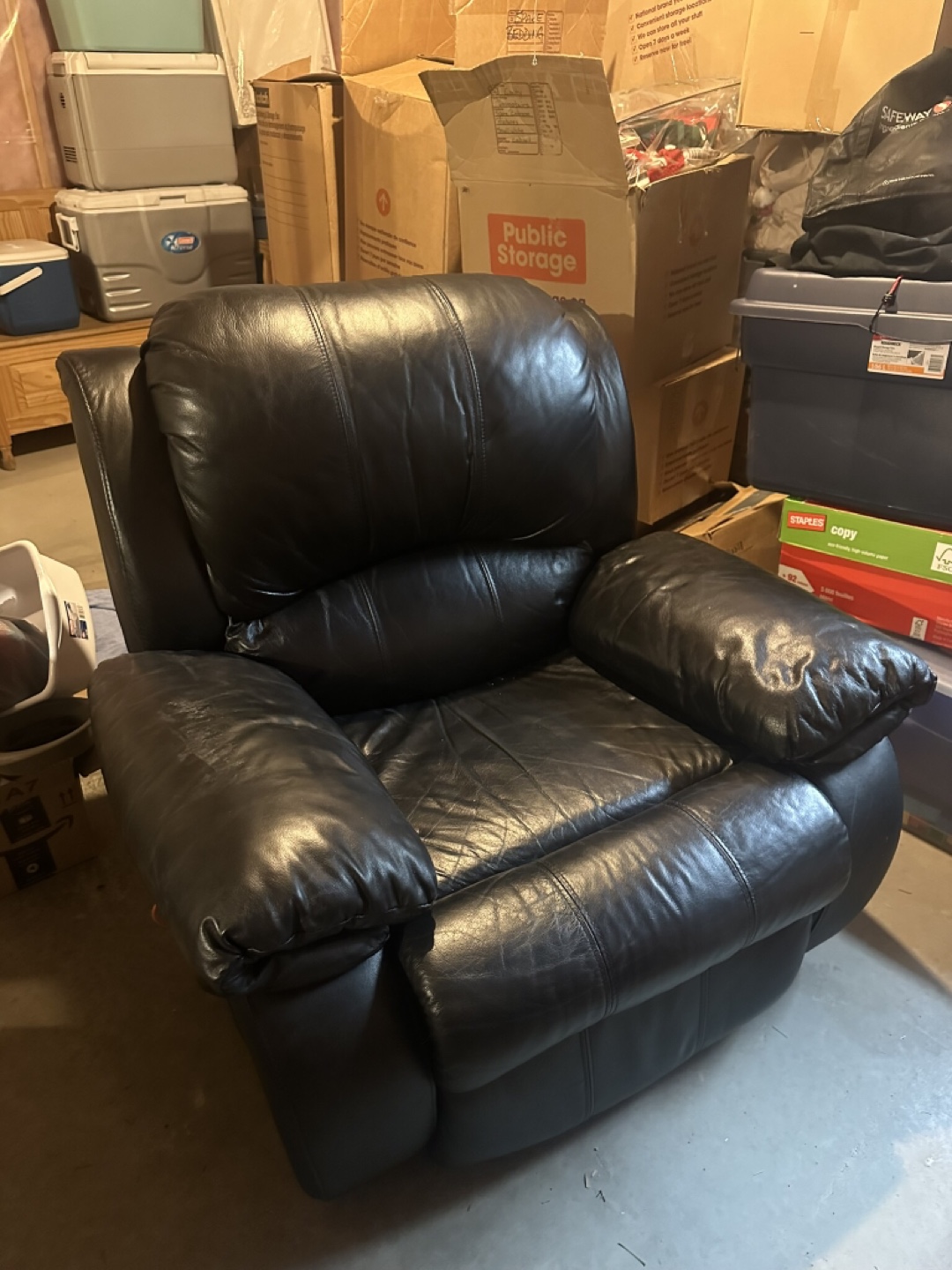 Black Faux Leather Recliner