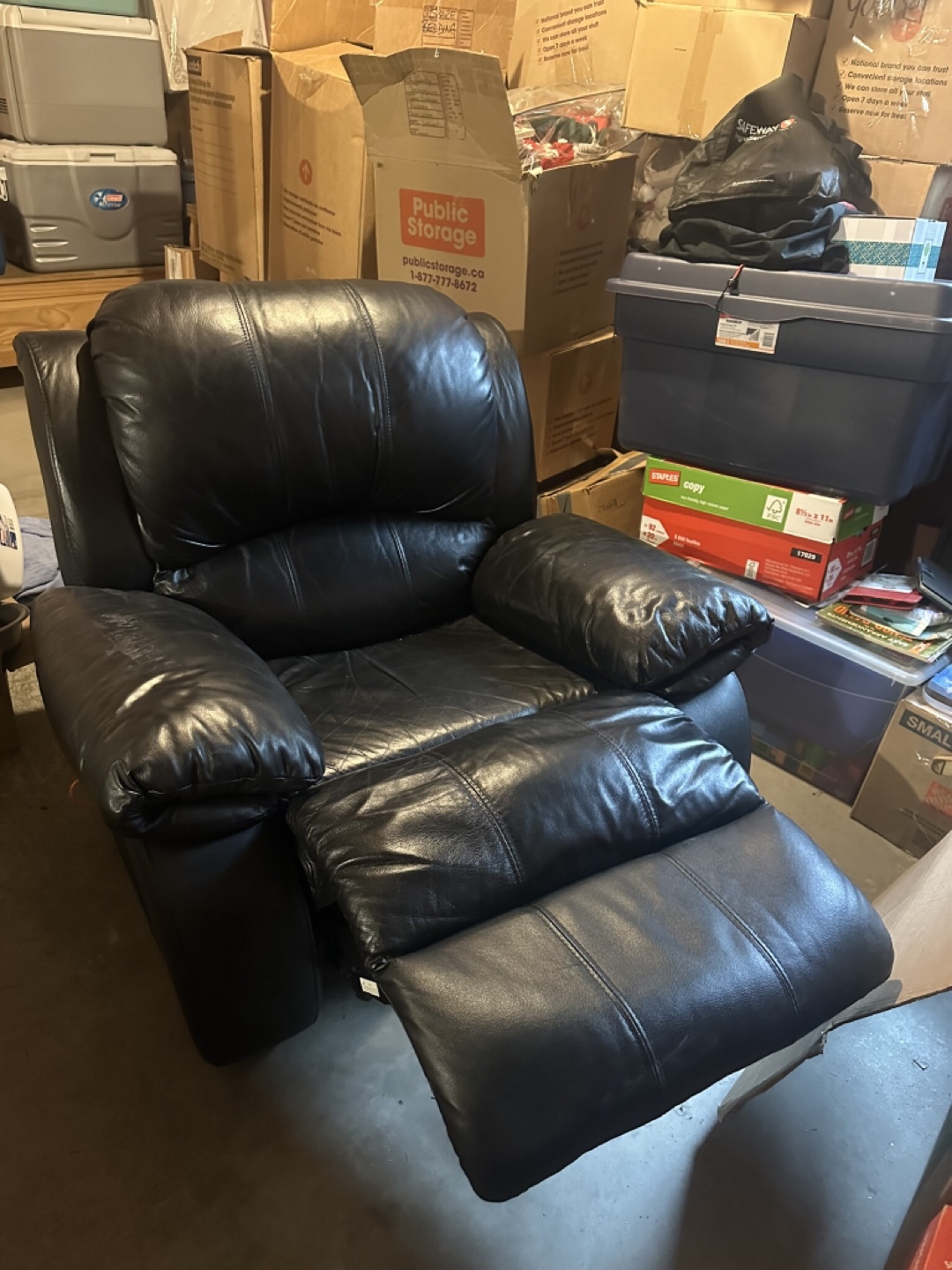 Black Faux Leather Recliner - photo 2