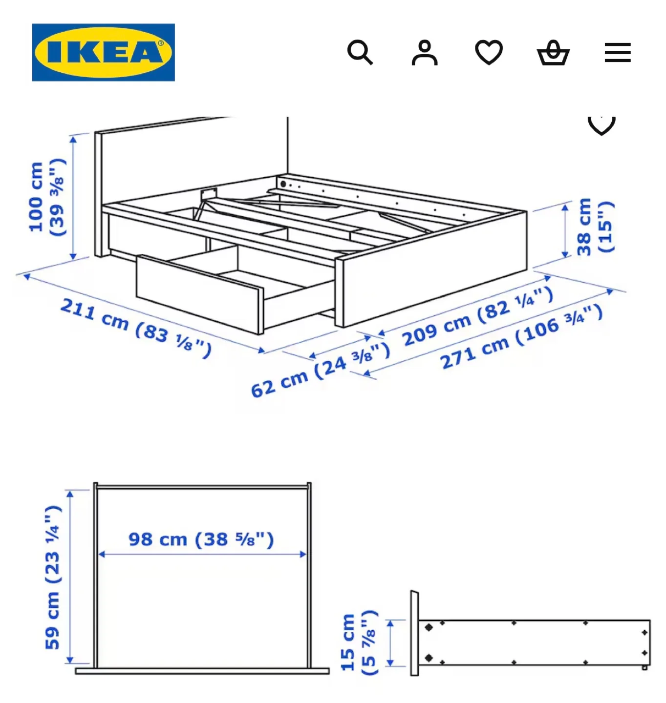 IKEA-King Bed Frame with Storage image indicator(2)