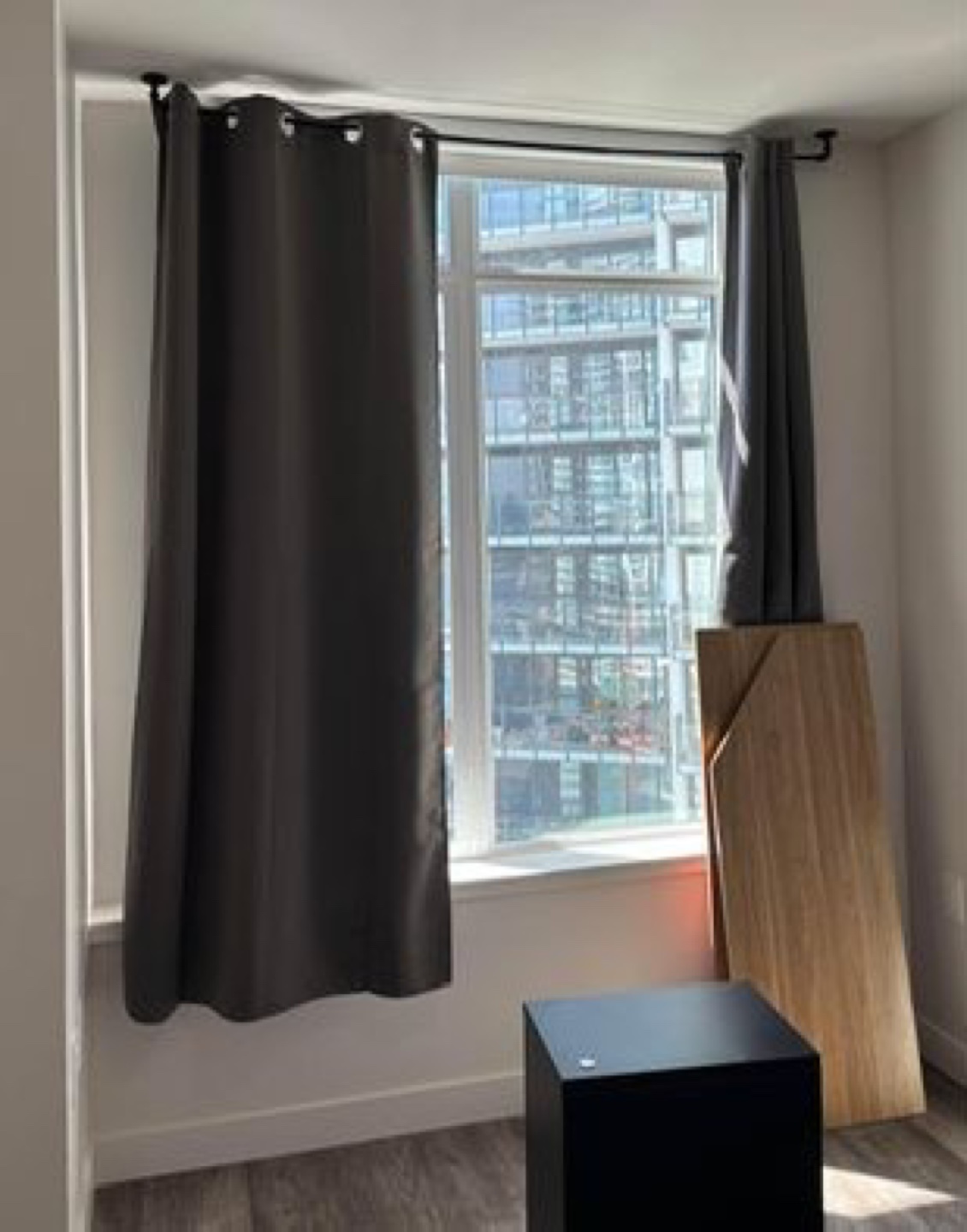 Grey blackout curtains + rod