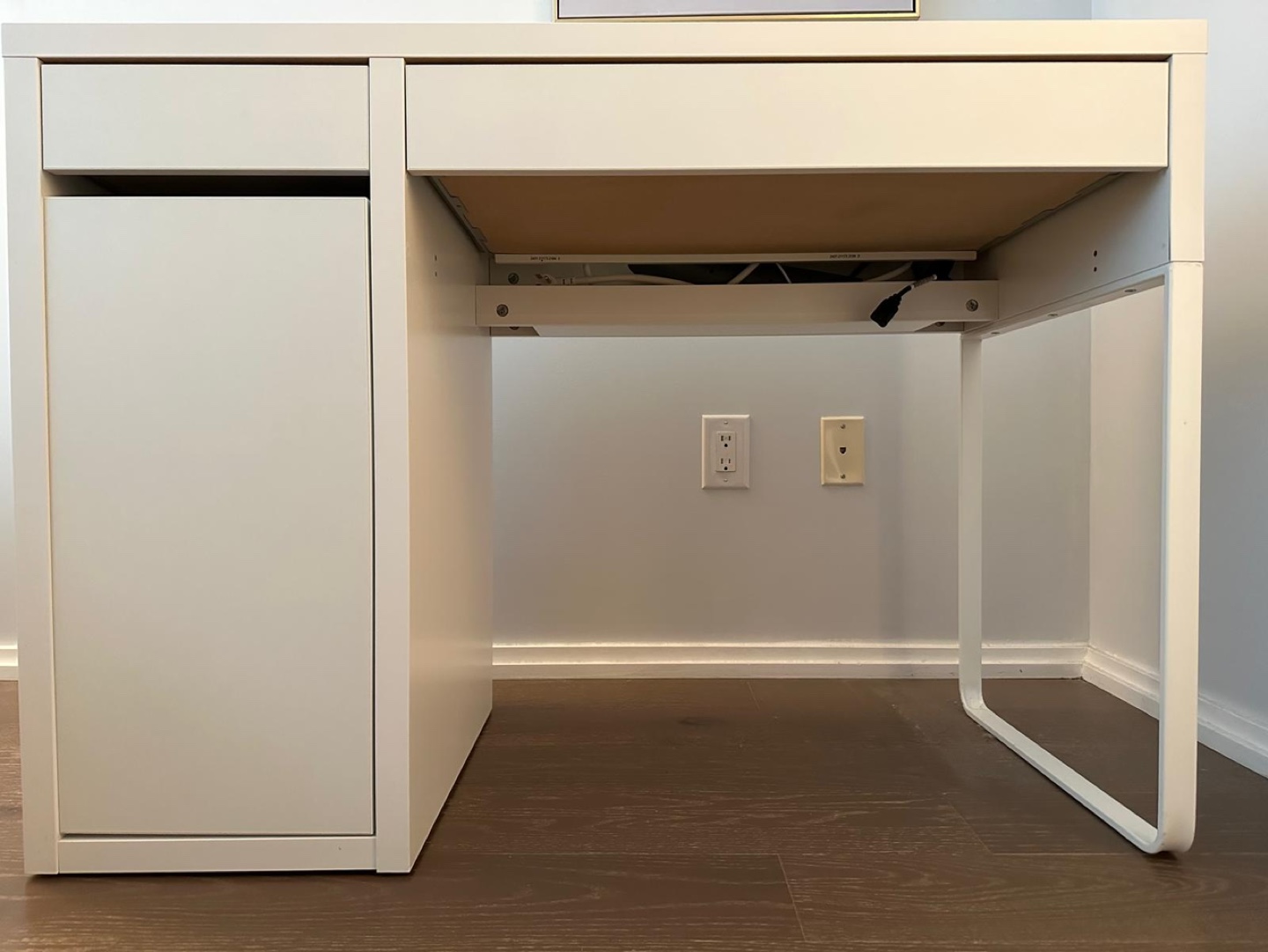IKEA White Desk with Drawer and Cabinet - photo 2